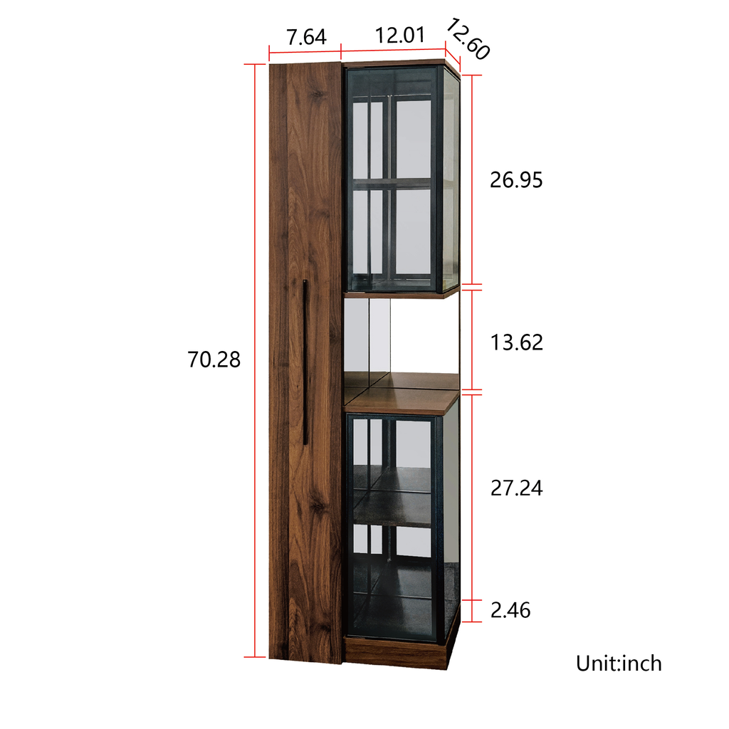 70' Display Cabinet with Glass Doors and Lights