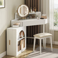 Modern Corner Vanity Set with Mirror and Stool