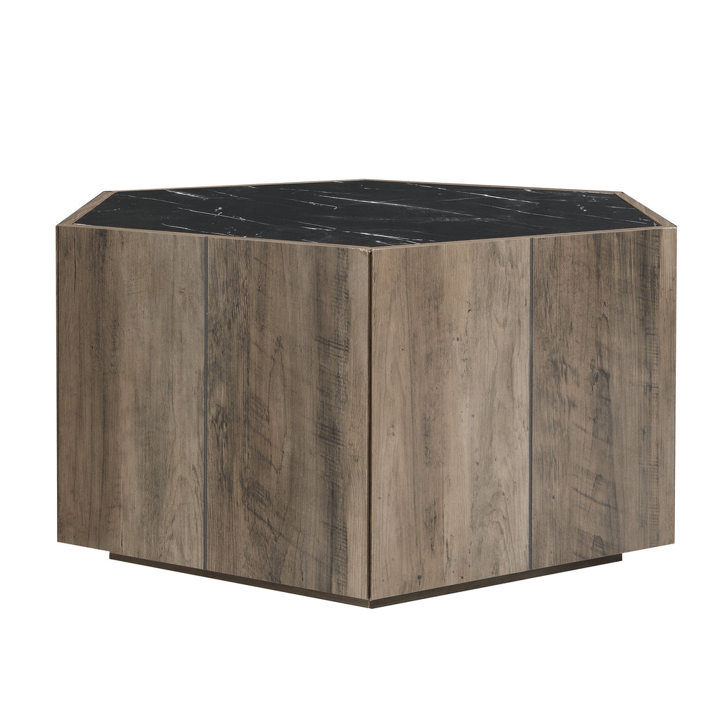 Hexagonal Rustic Retro Wood Coffee Table