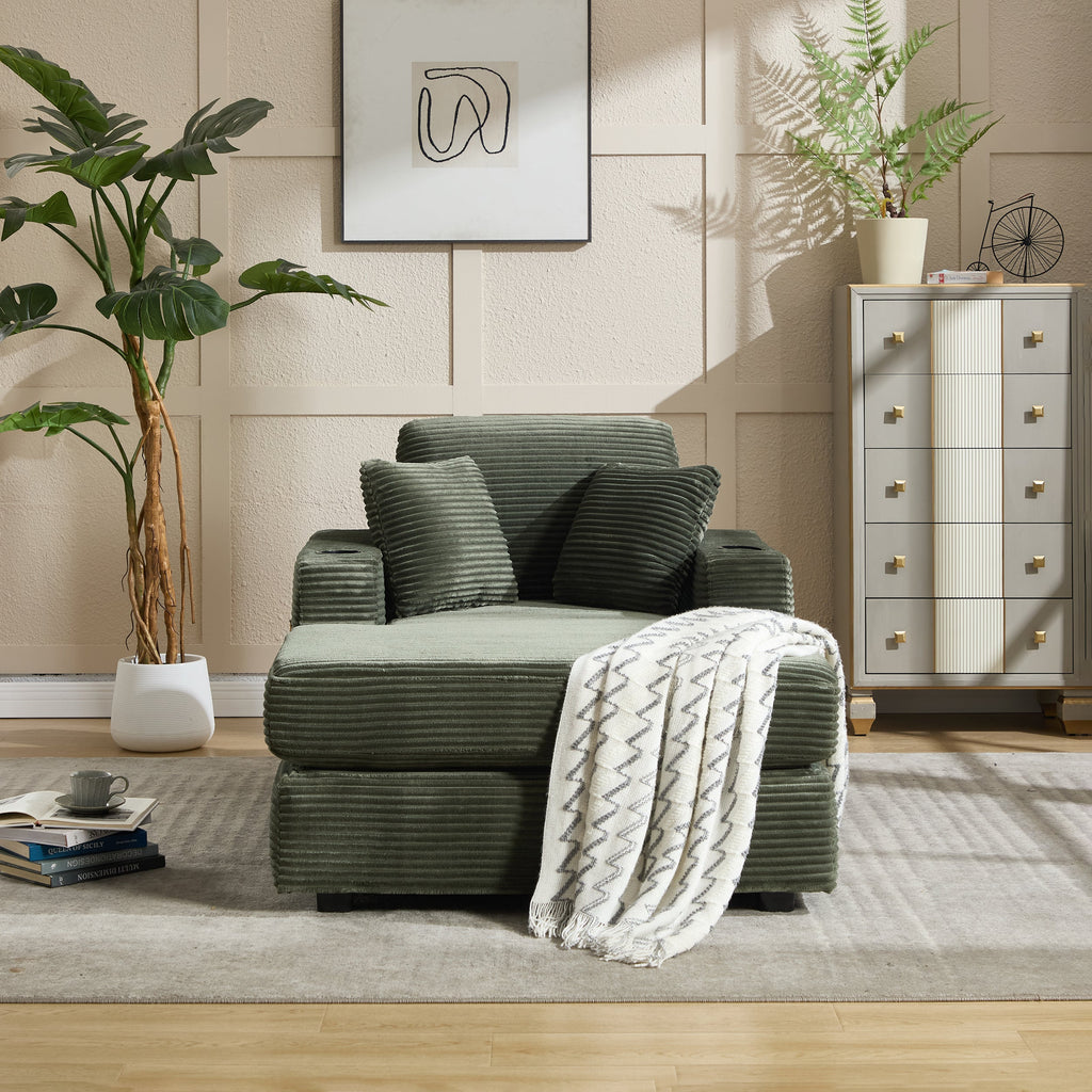Corduroy Upholstered Chaise Lounge Sofa