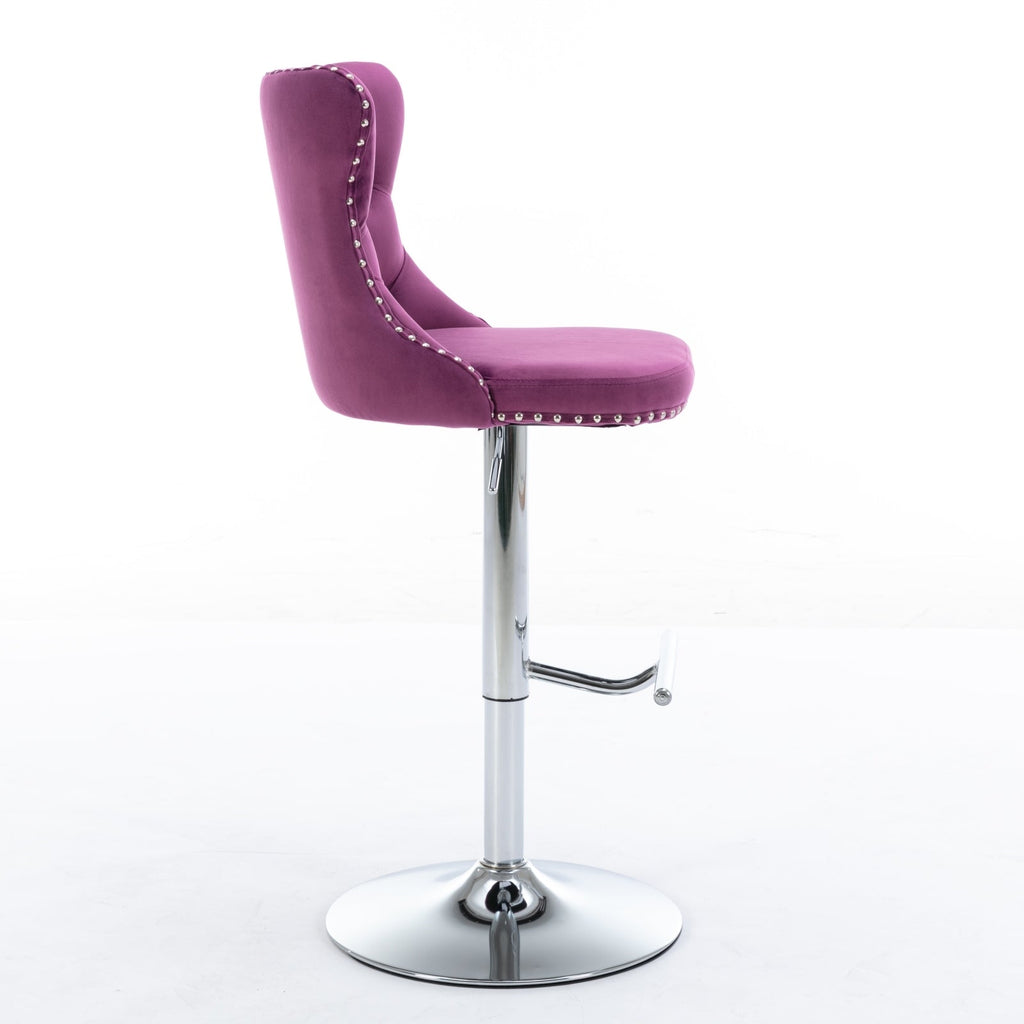 25-33 Inch Modern Velvet Swivel Barstools (Set of 2)