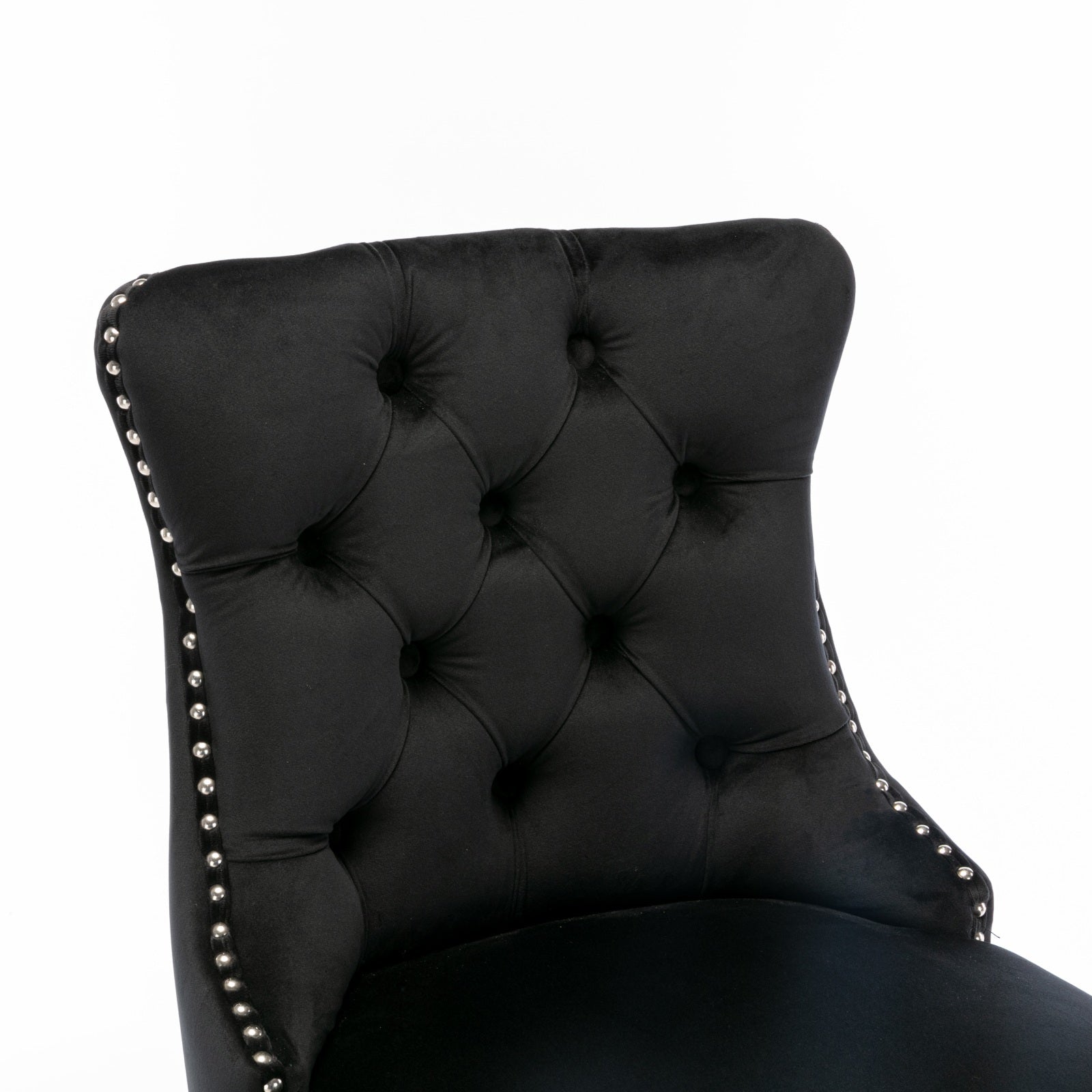 Contemporary Velvet Upholstered Barstools with Button Tufted Decoration (Set of 2)