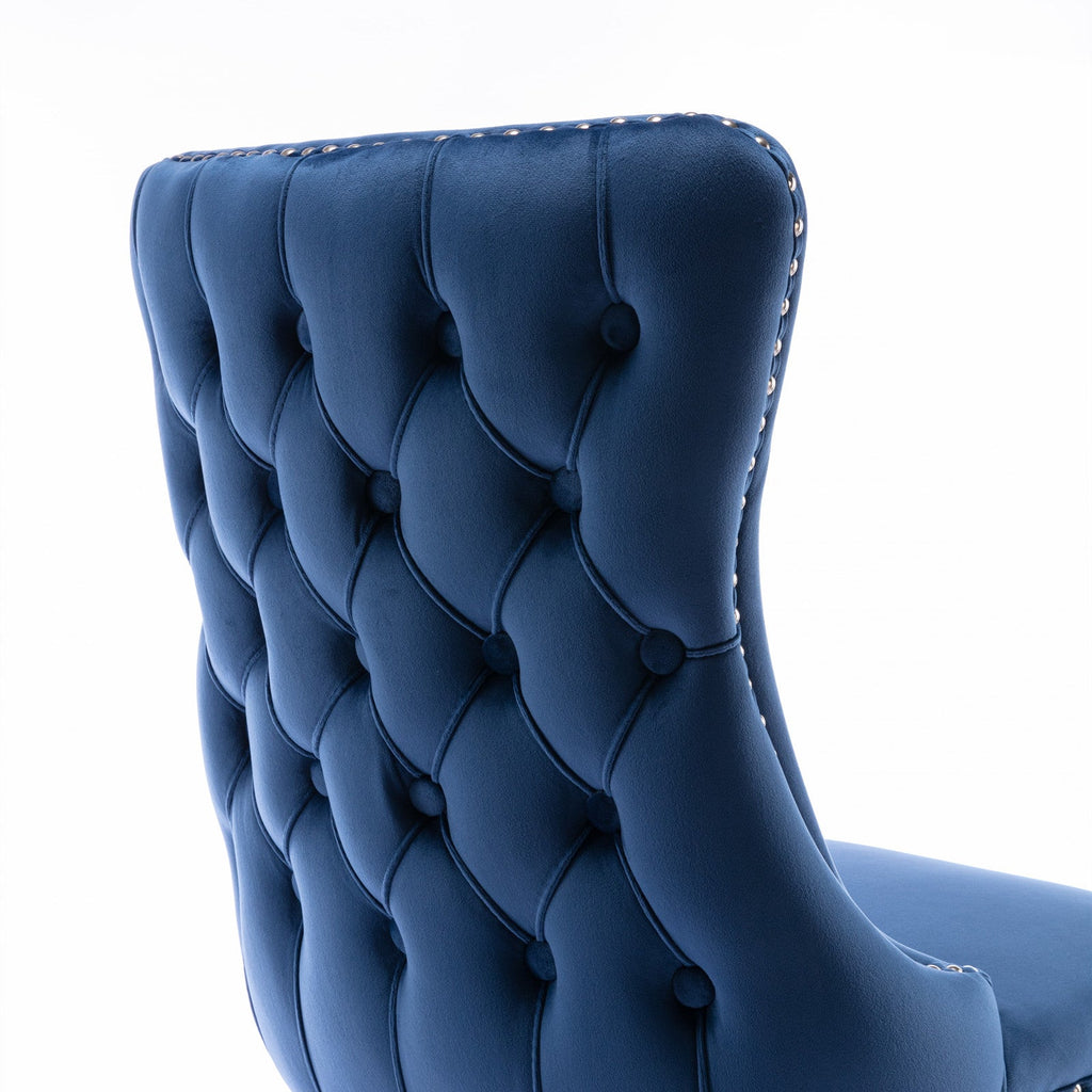Modern Velvet Upholstered Wing-Back Dining Chairs (Set of 2)