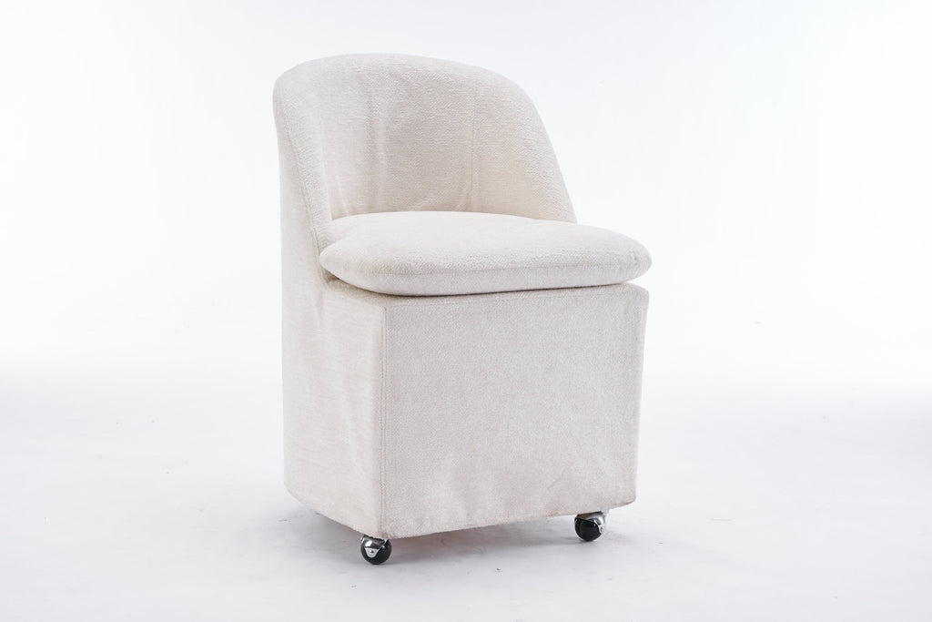 Chenille Fabric Dining Chairs with Universal Wheels