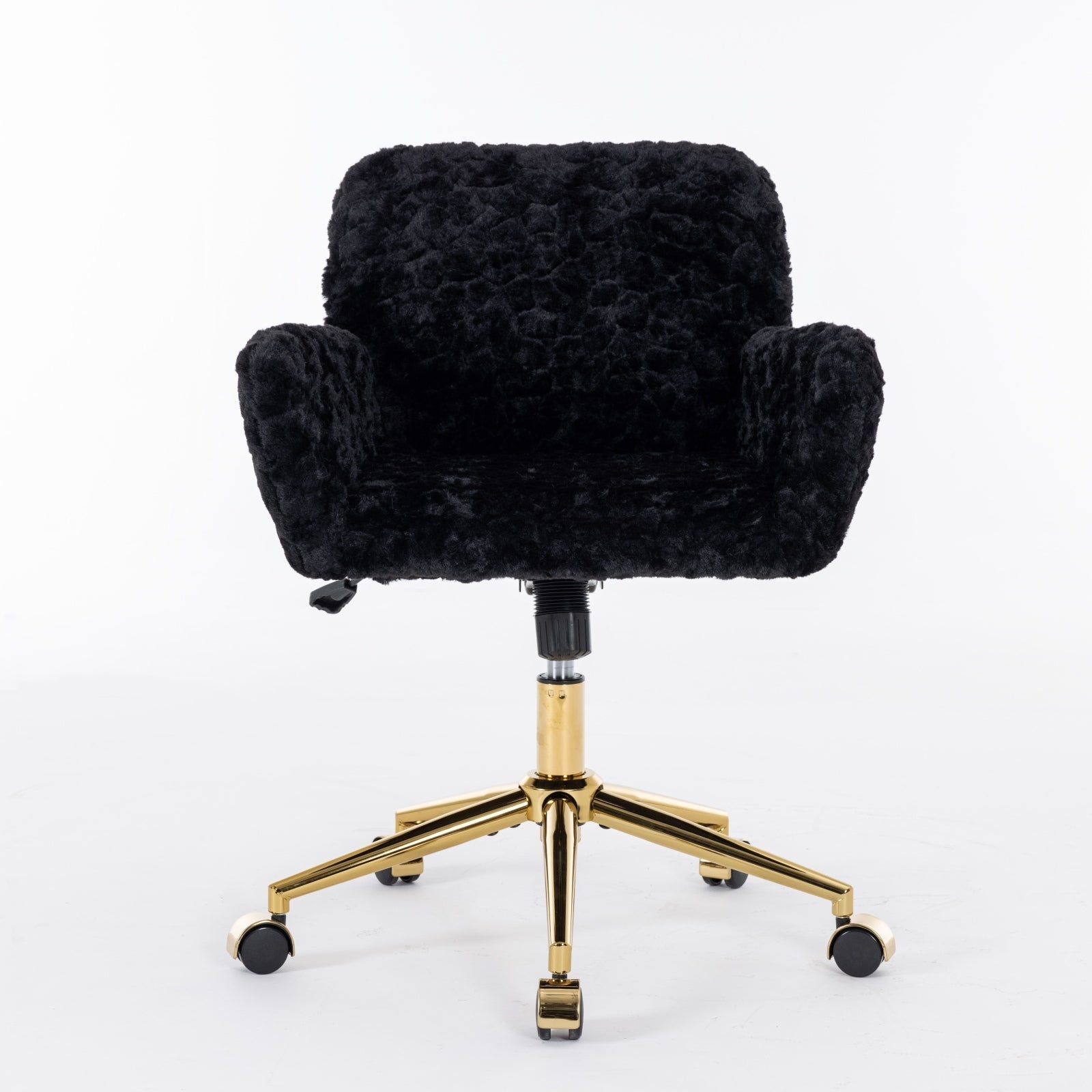 Artificial Rabbit Hair Home Office Chair with Golden Metal Base