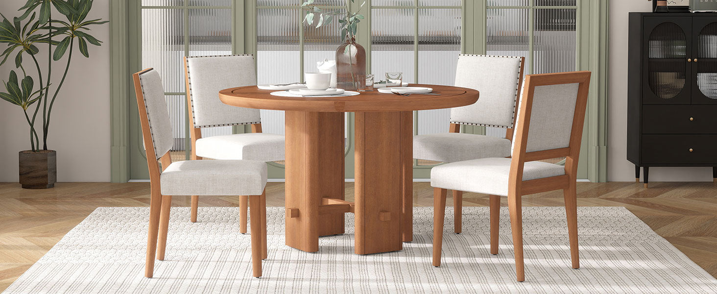 Minimalist Farmhouse Round Dining Table Set