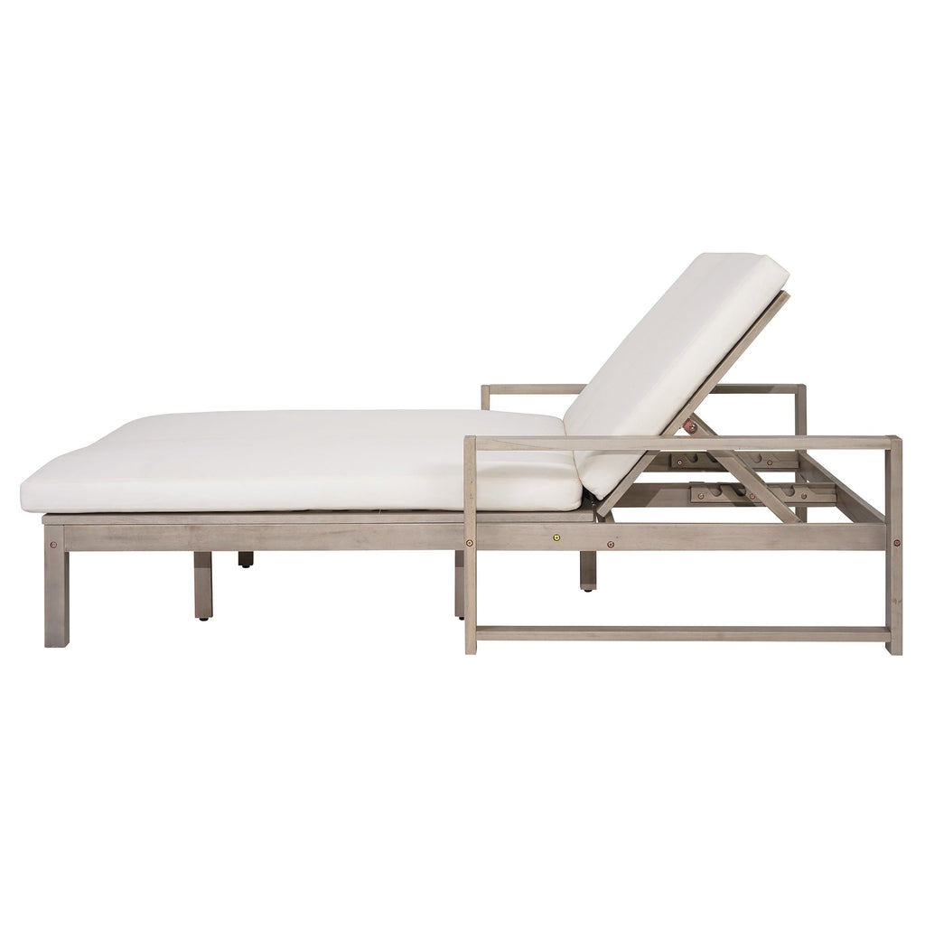 Double chaise lounge 5 position adjustable backs cushioned ideal for patio poolside relaxation