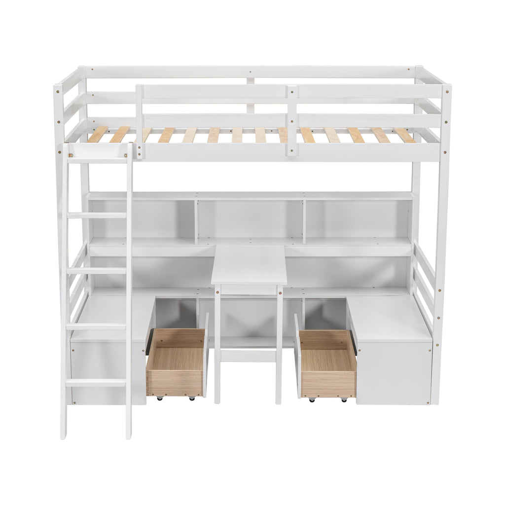 Twin Loft Bed with Storage Shelves