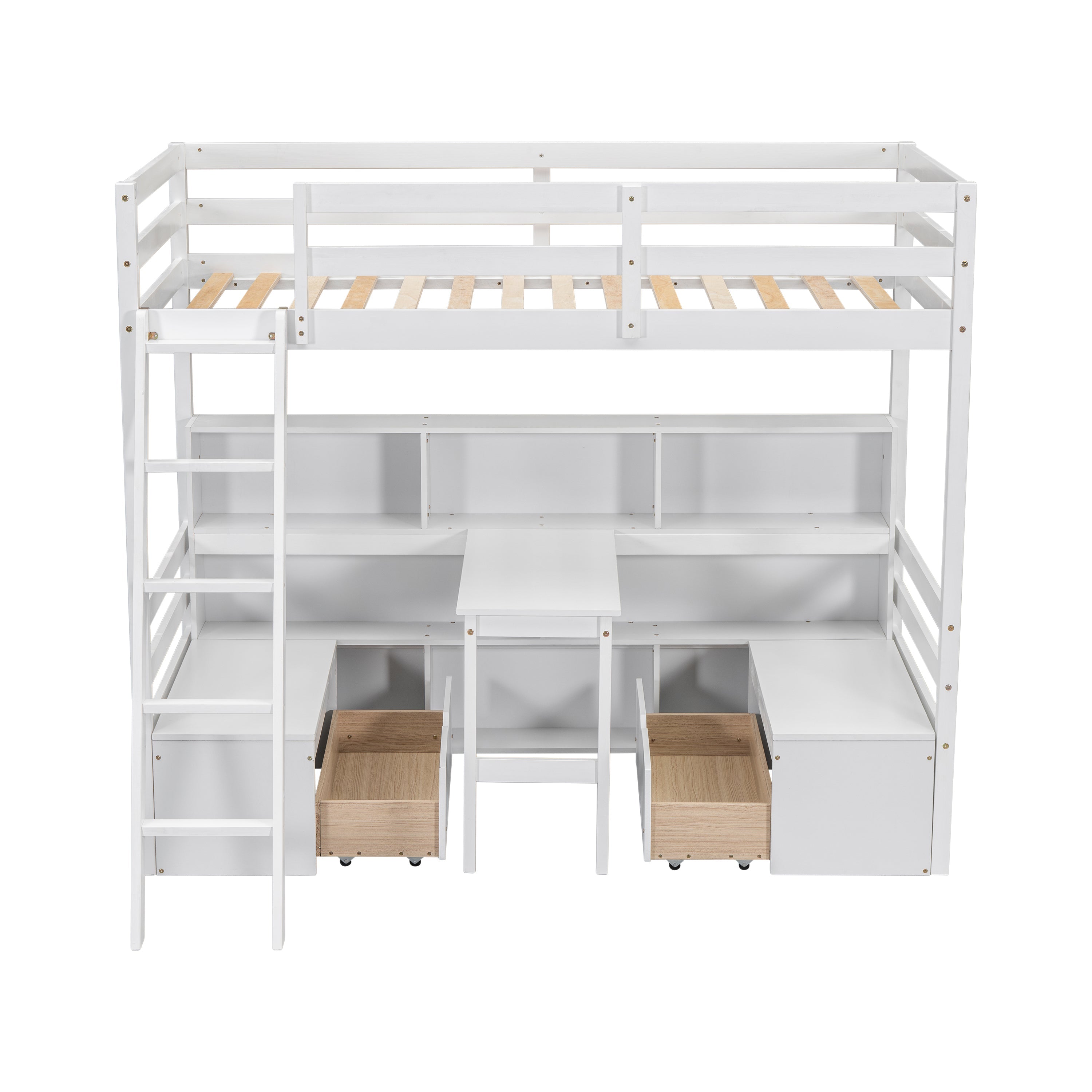 Twin Loft Bed with Storage Shelves
