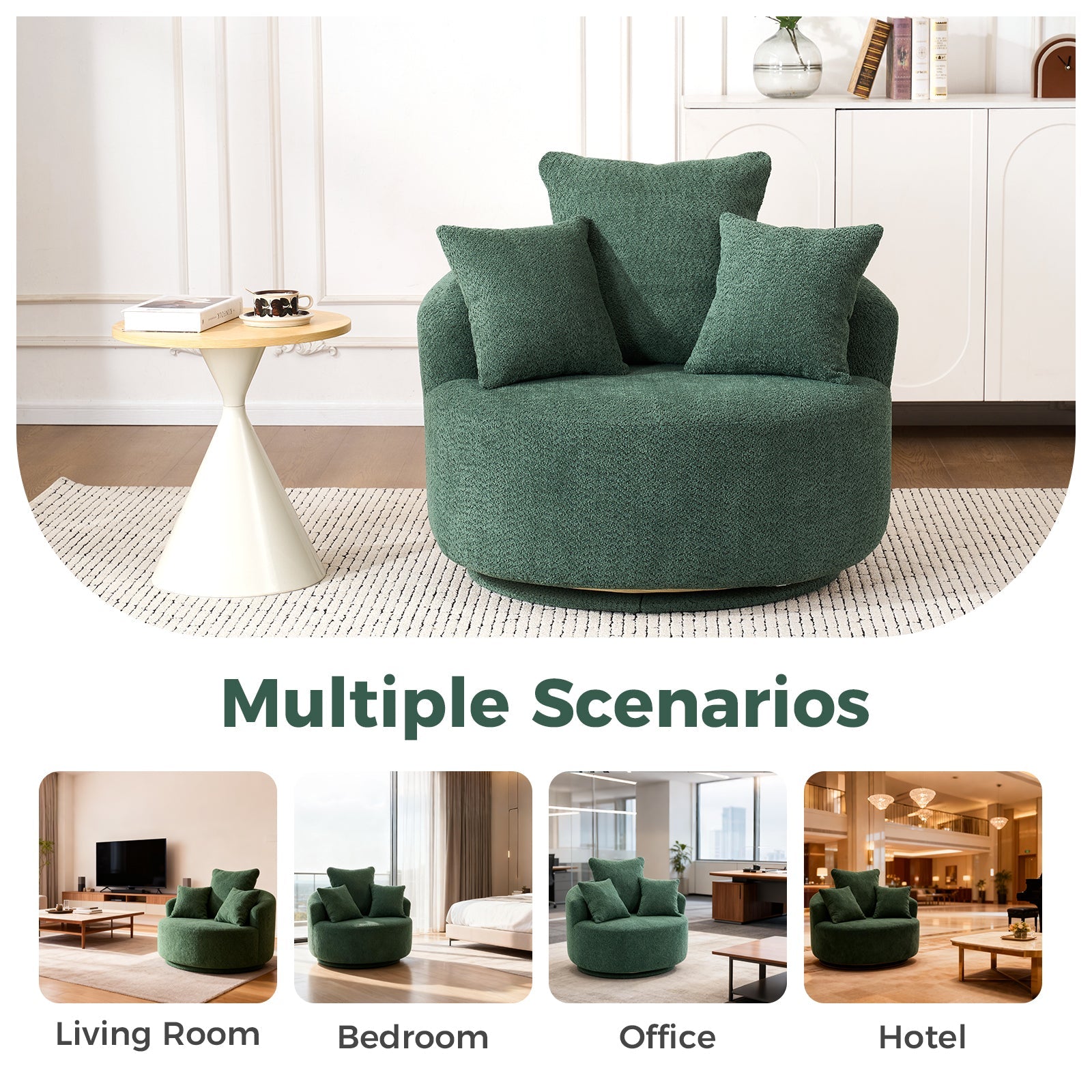 360° Swivel Round Upholstered Sofa Chair