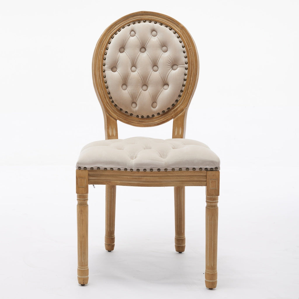French Style Solid Wood Frame Velvet Dining Chairs (Set of 2)