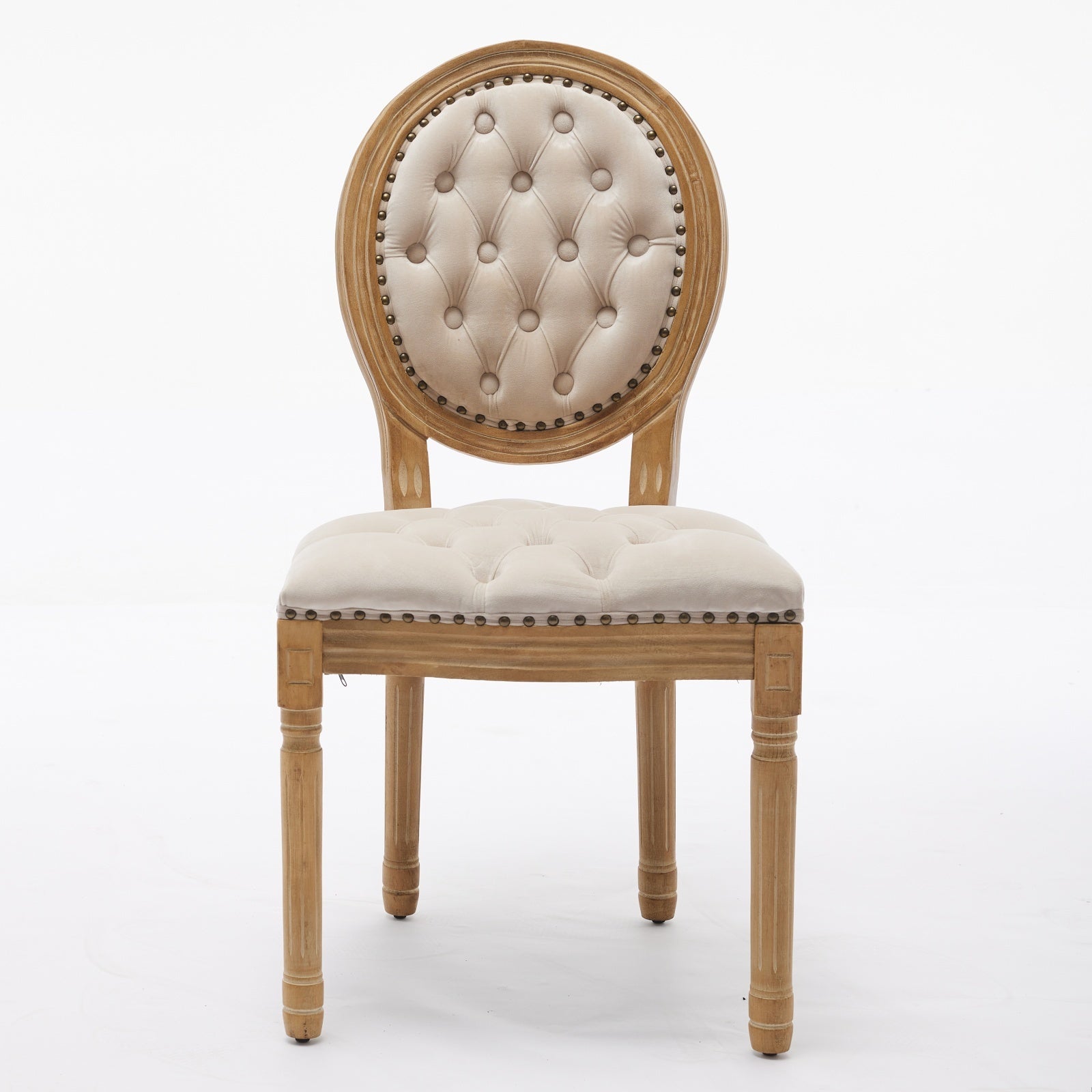 French Style Solid Wood Frame Velvet Dining Chairs (Set of 2)