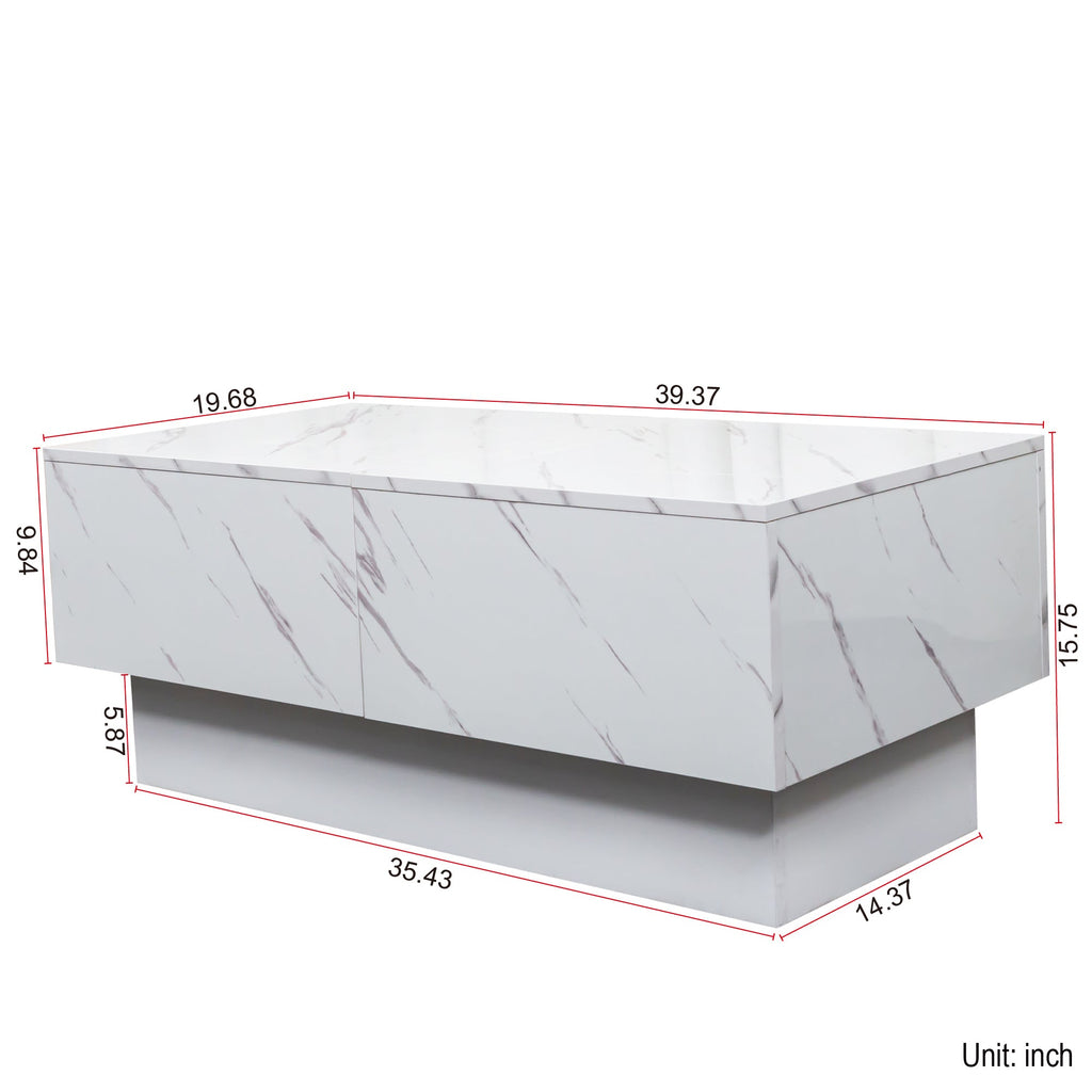 White Coffee Table with Sliding Tabletop