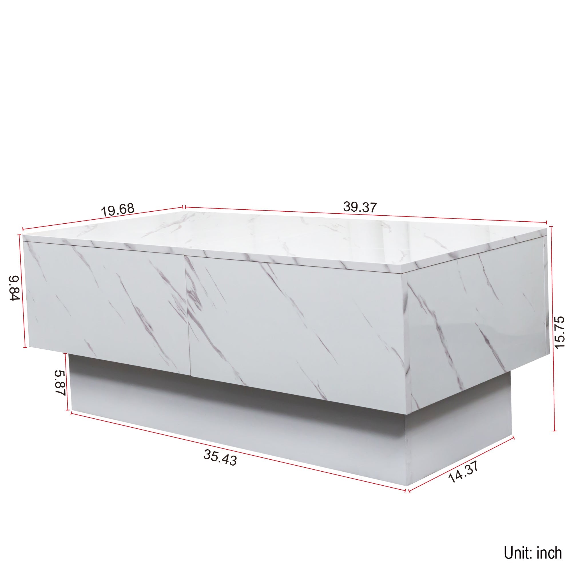 White Coffee Table with Sliding Tabletop