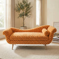 Classic Diamond Pattern Fabric Paired with Elegant Scroll Arms