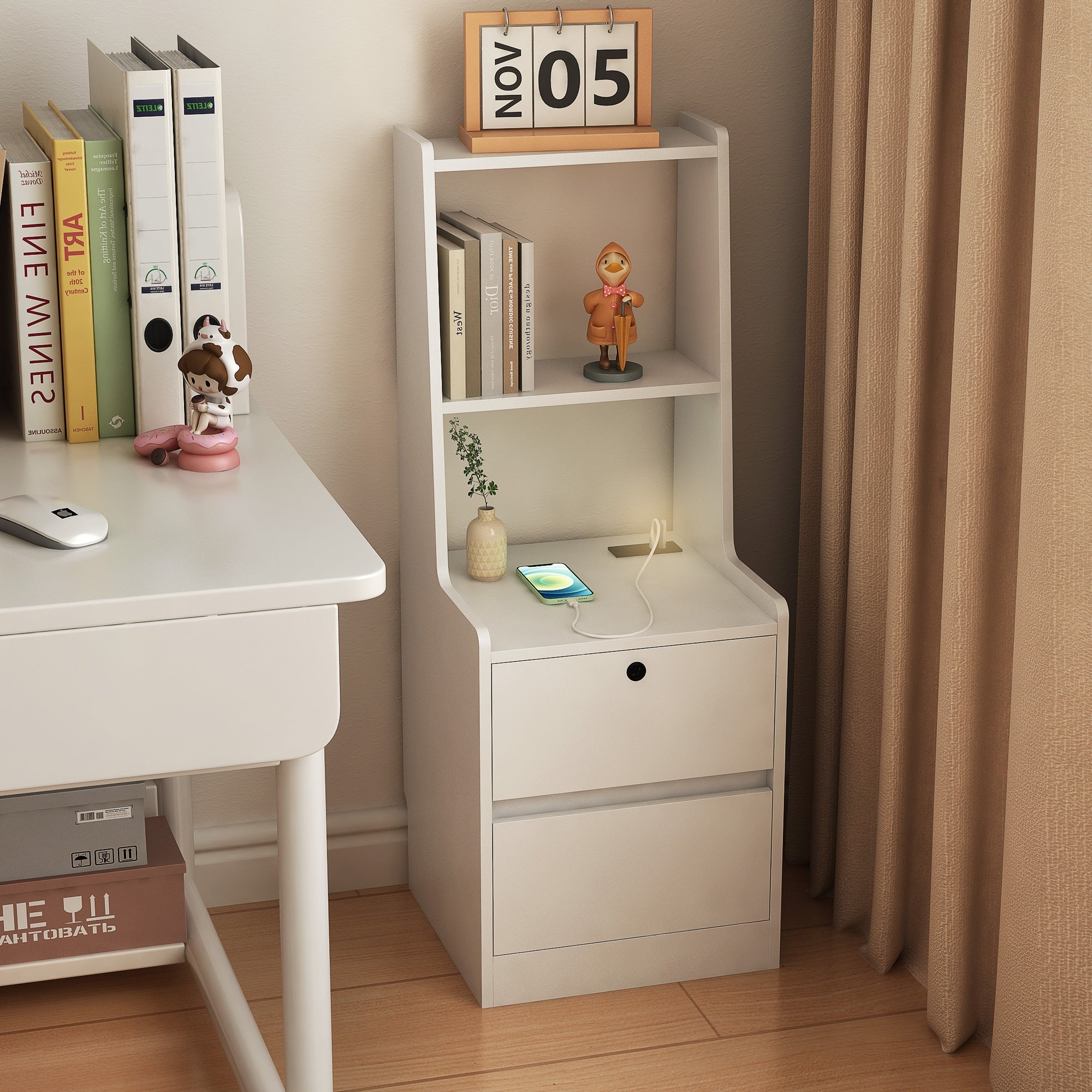 Modern Smart Nightstand with Charging Station