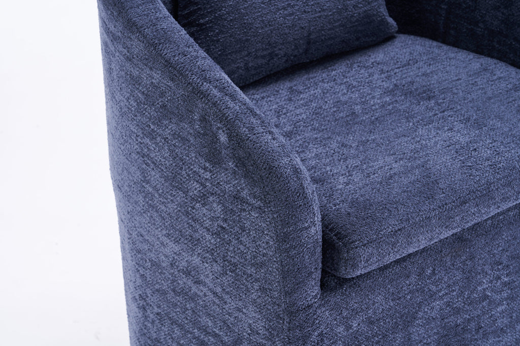 Modern Chenille Fabric Dining Armchair with Back Cushion