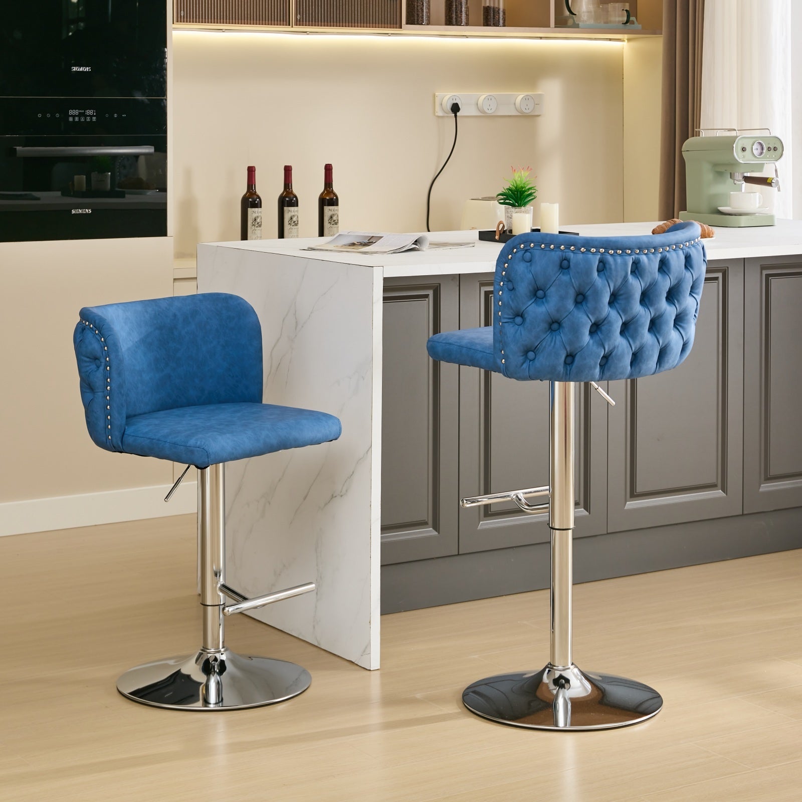 Modern PU Upholstered Bar Stools (Set of 2)