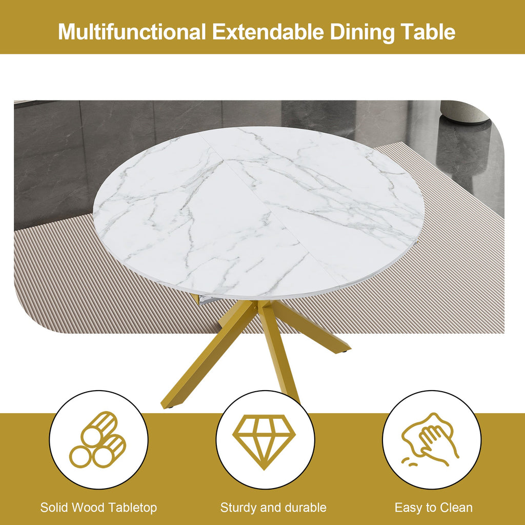 Modern Solid Wood Veneer Retractable Dining Table