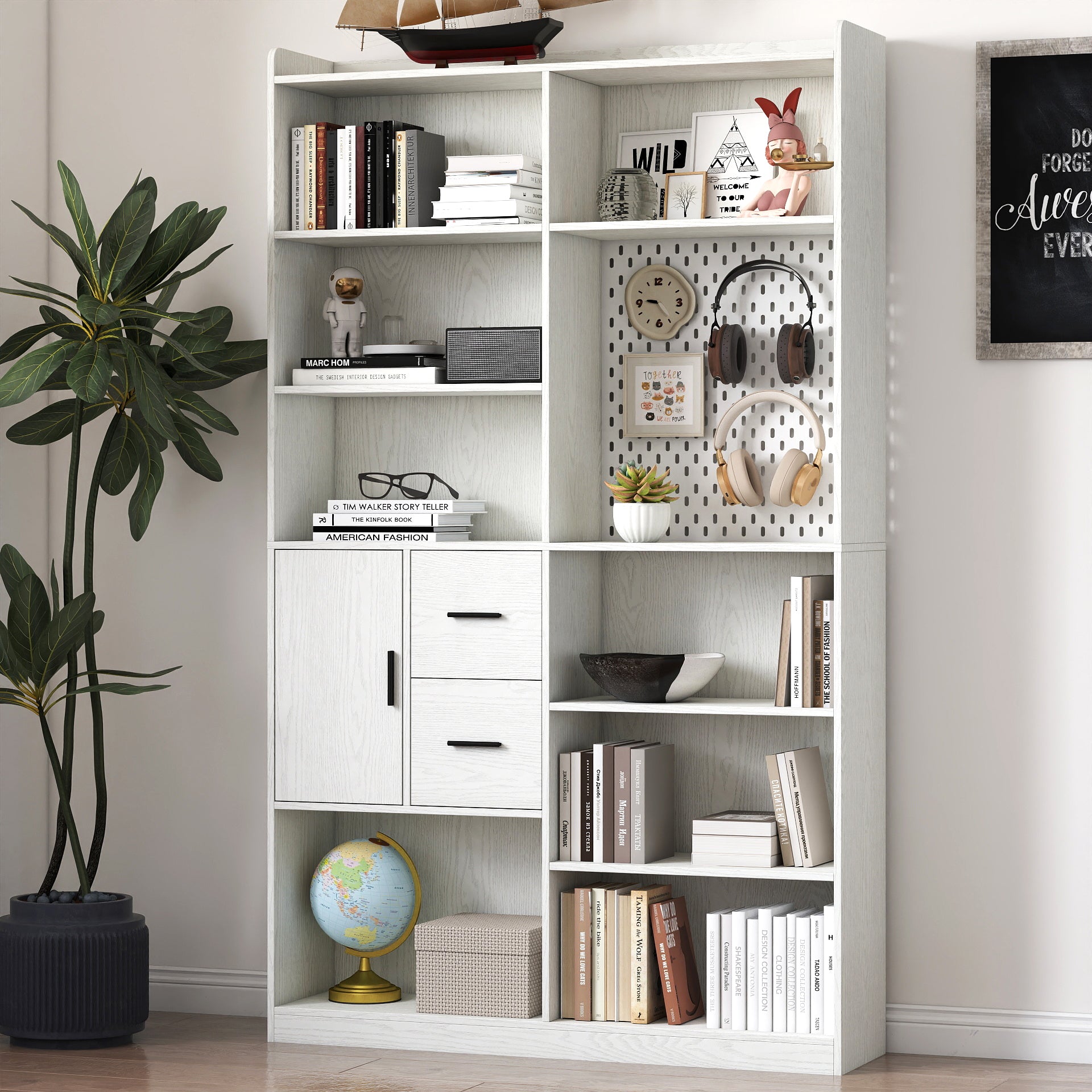 79" Tall Kitchen Pantry Cabinet with Pegboard