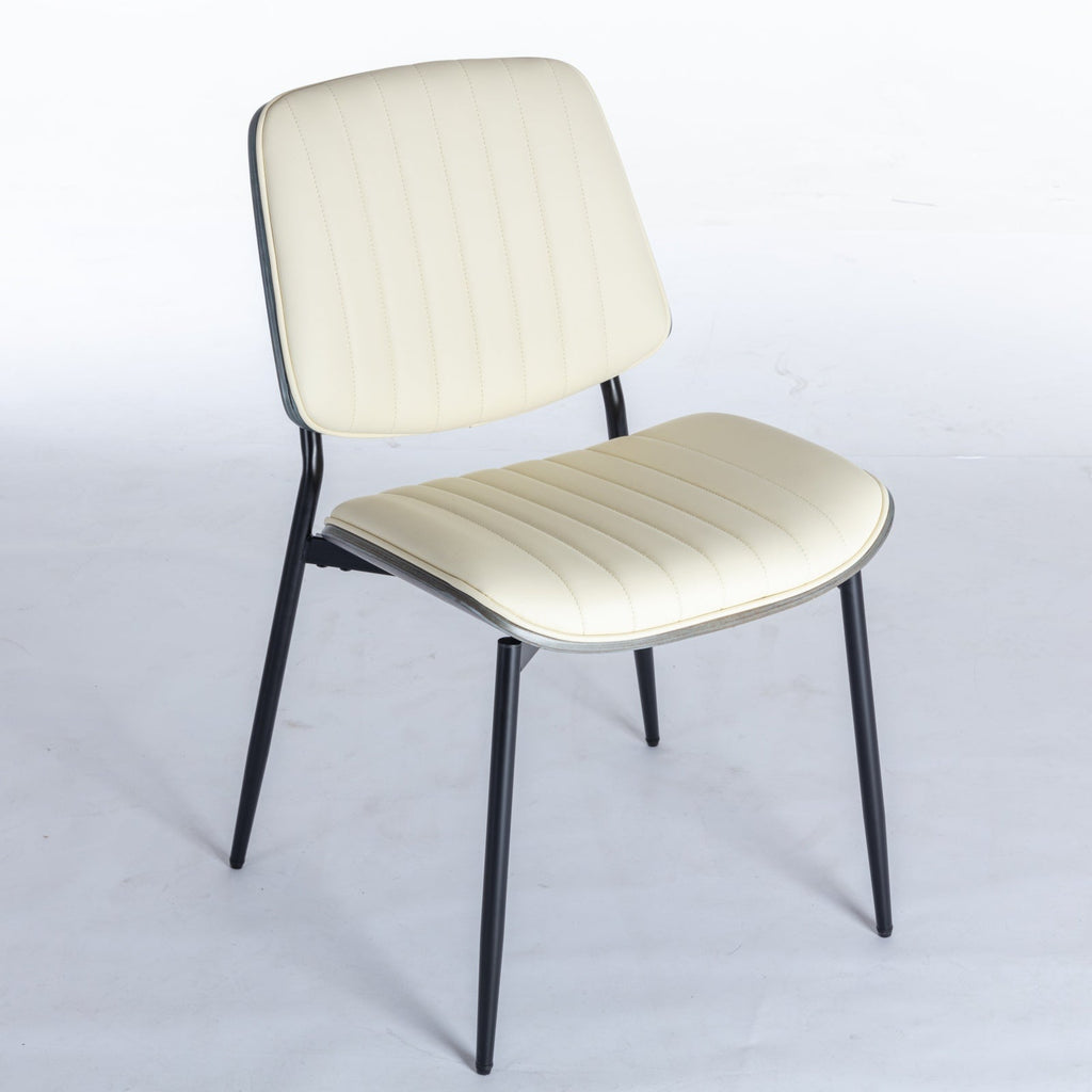 Mid Century Modern Retro Faux Leather Dining Chairs with Walnut Bentwood (Set of 2)