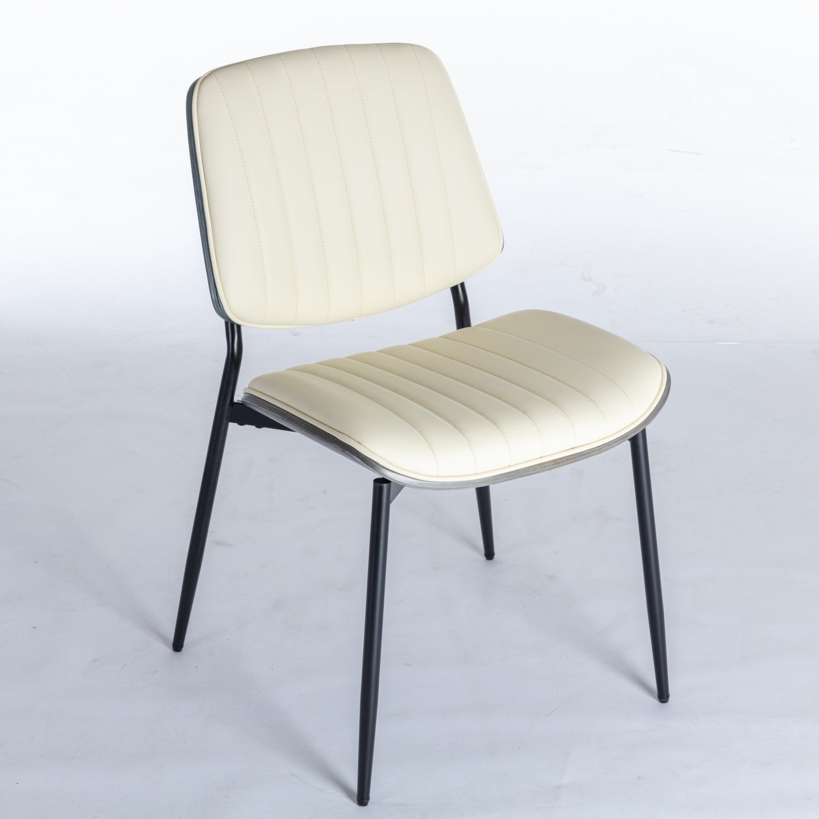 Mid Century Modern Retro Faux Leather Dining Chairs with Walnut Bentwood (Set of 2)