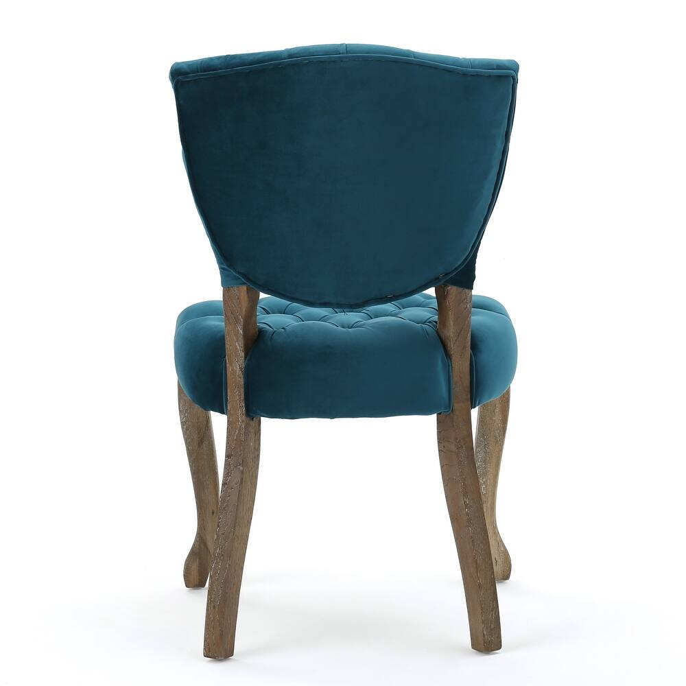 Traditional European Style Tufted Velvet Dining Chairs（Set of 2）
