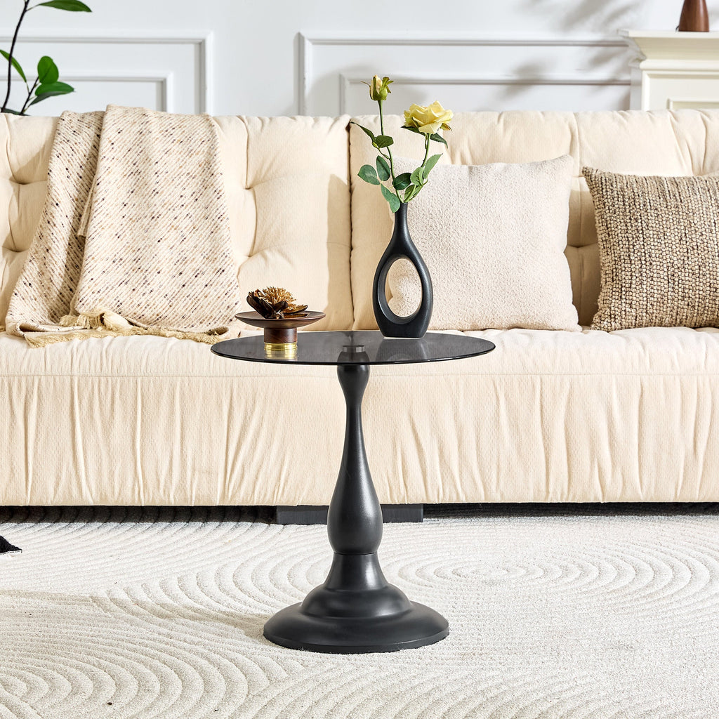 20" Small Luxury Metal Round Side Table with a Glass Top