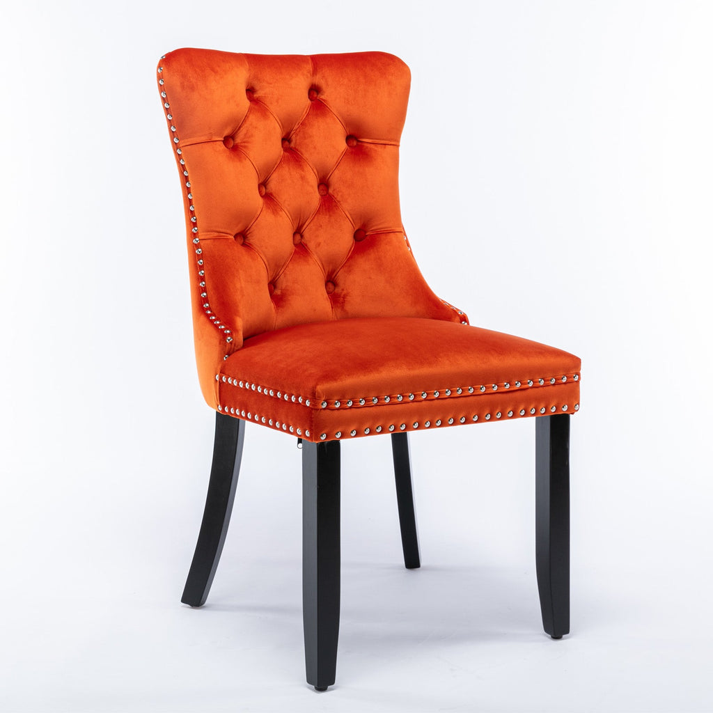 Modern High-end Tufted Solid Wood Velvet Dining Chair(Set of 2)