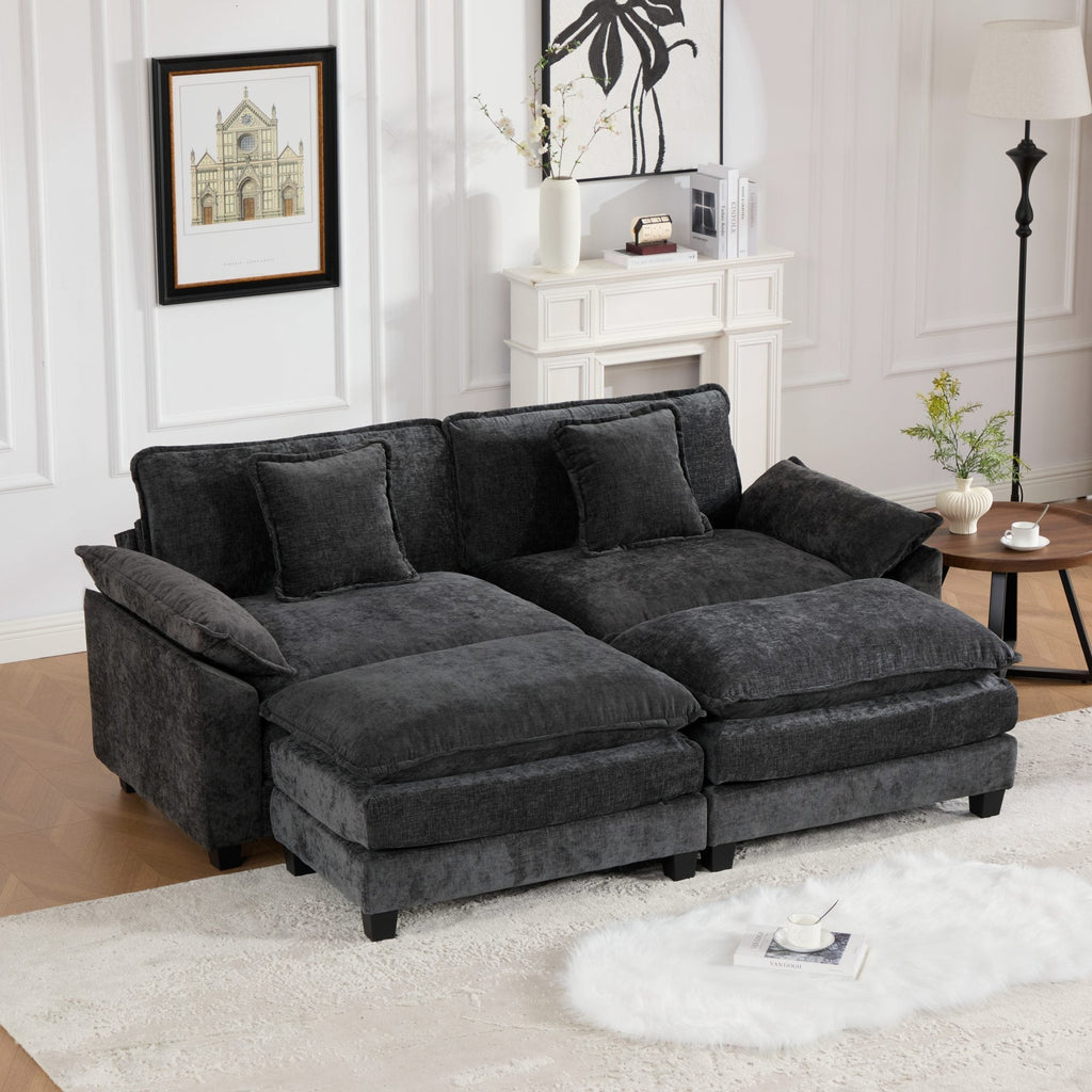 Modern Comfy Upholstered Seat Cushion Sectional Couch (Ottoman is Not Included)