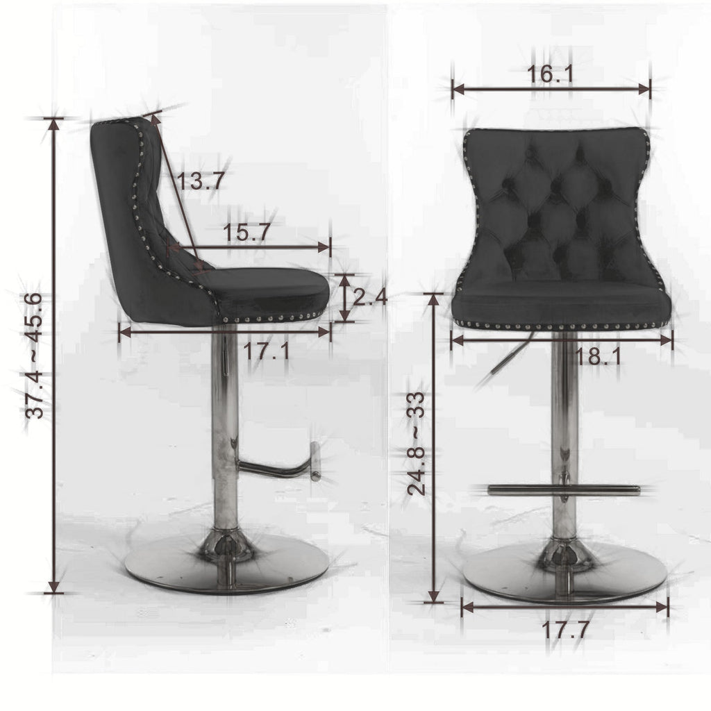 25-33 Inch Modern Velvet Swivel Barstools (Set of 2)