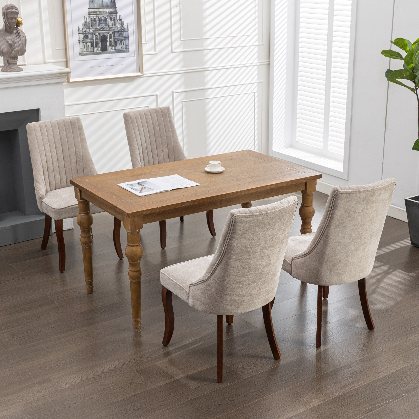Rayon Cloth Flocking Velvet/Linen Dining Chairs (Set of 2)