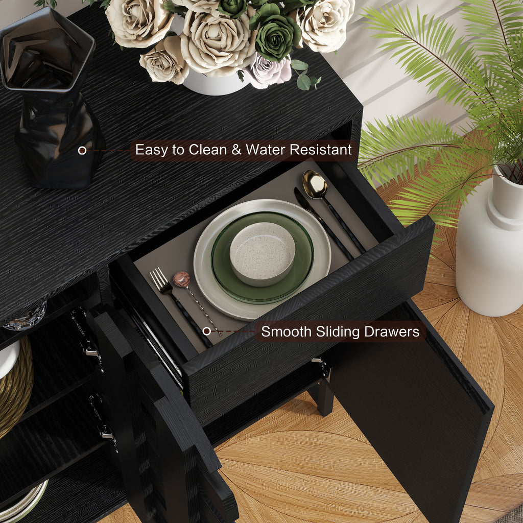 44.49' Black Woven Door Accent Cabinets