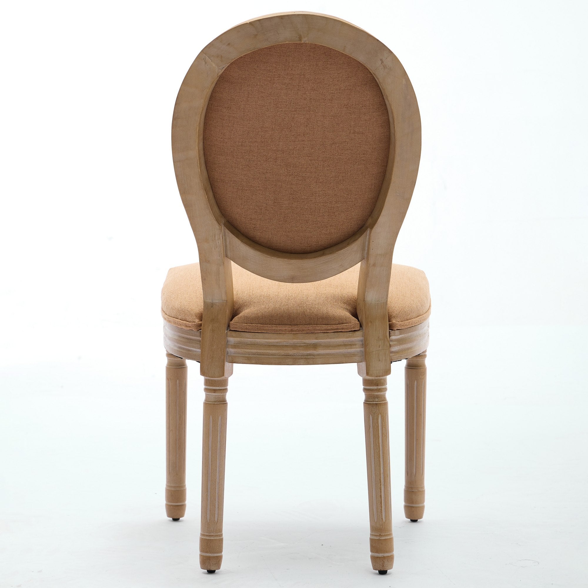 French Style Solid Wood Frame Linen Fabric Back Dining Chair (Set of 2)