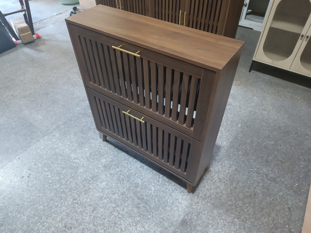 Medieval Modern Walnut Shoe Storage Cabinet