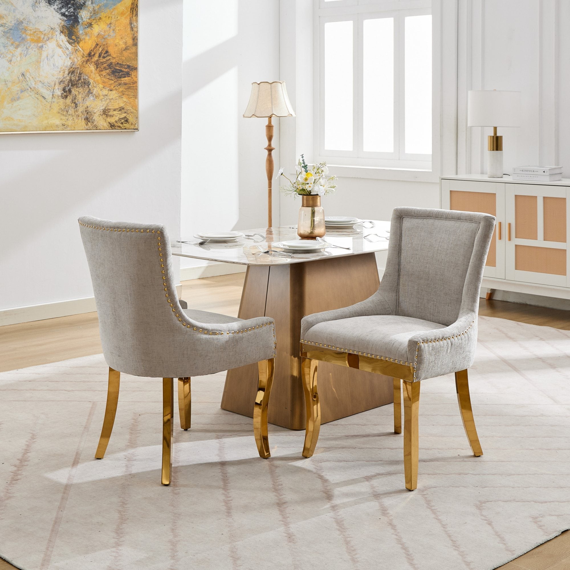 Modern Style Chenille Dining Chairs (Set of 2)