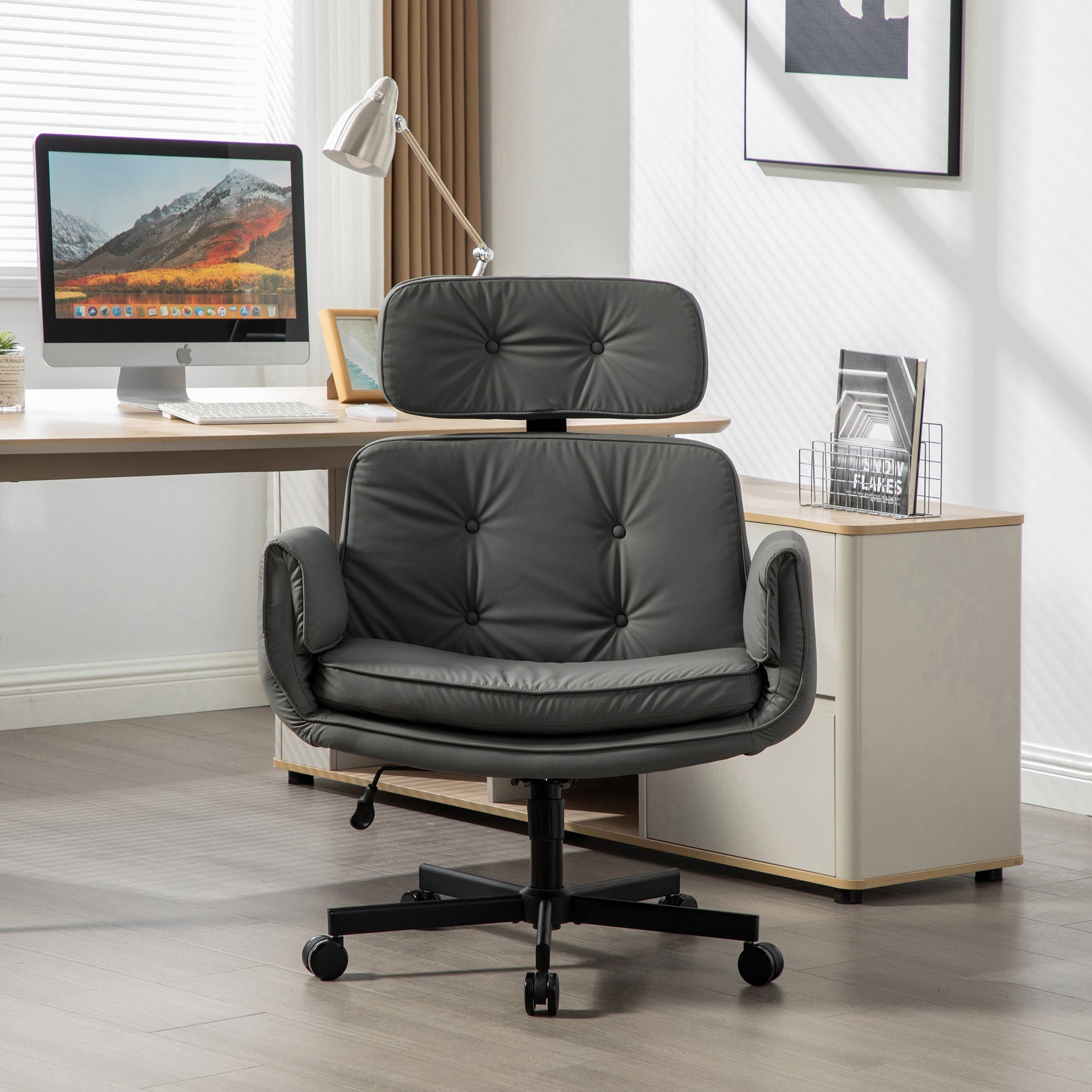 Pet Friendly Criss Cross Chair Swivel Task Office Chairs with Wide Seat