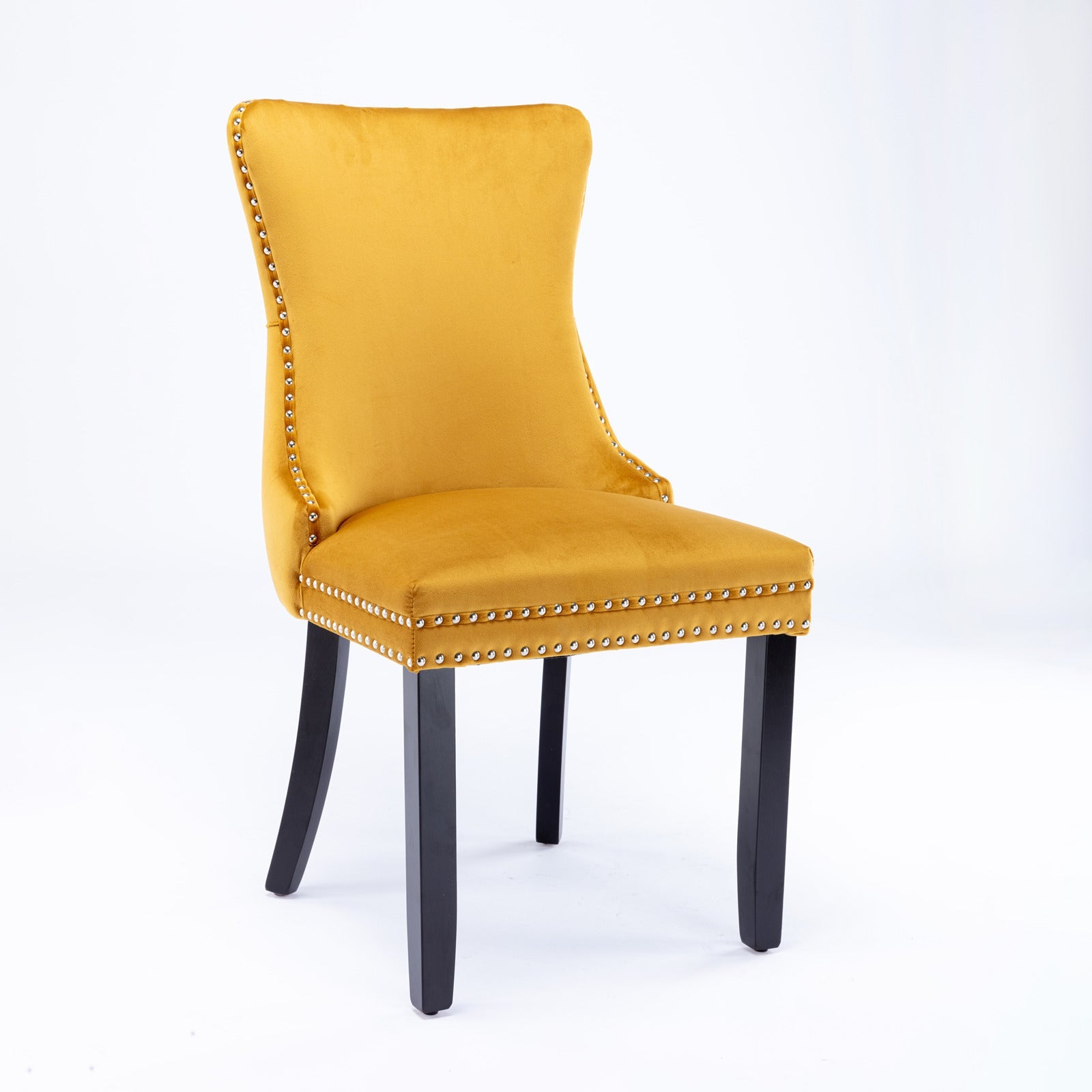 Modern Velvet Upholstered Wing-Back Dining Chairs (Set of 2)
