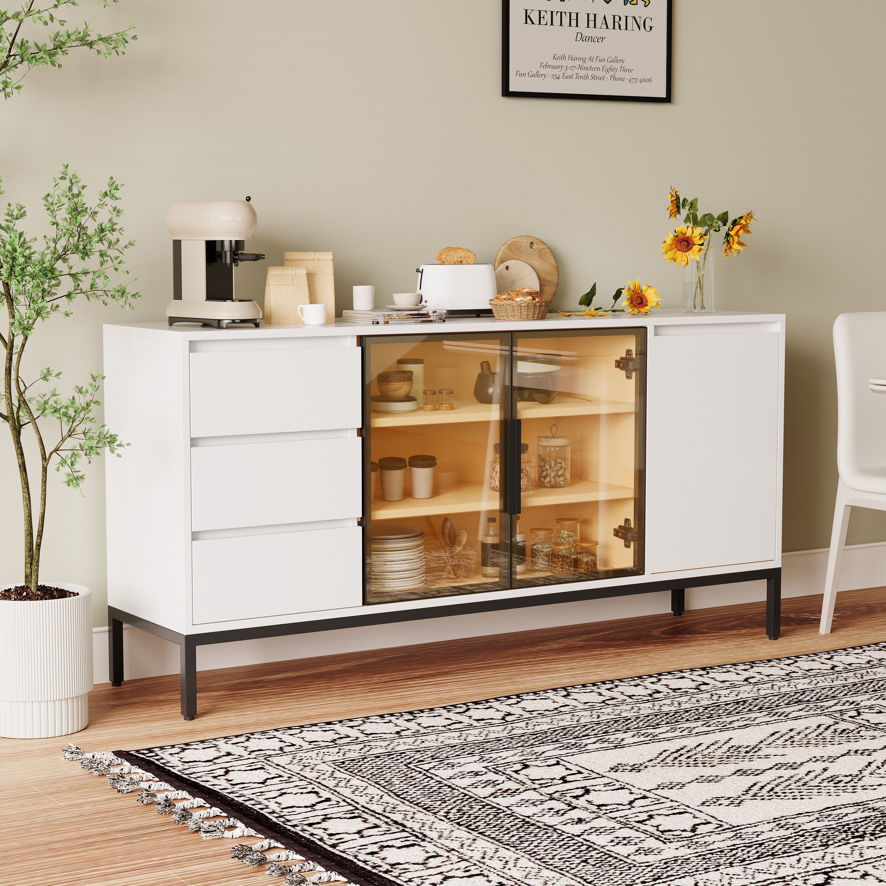 Wood Buffet Cabinet with Storage