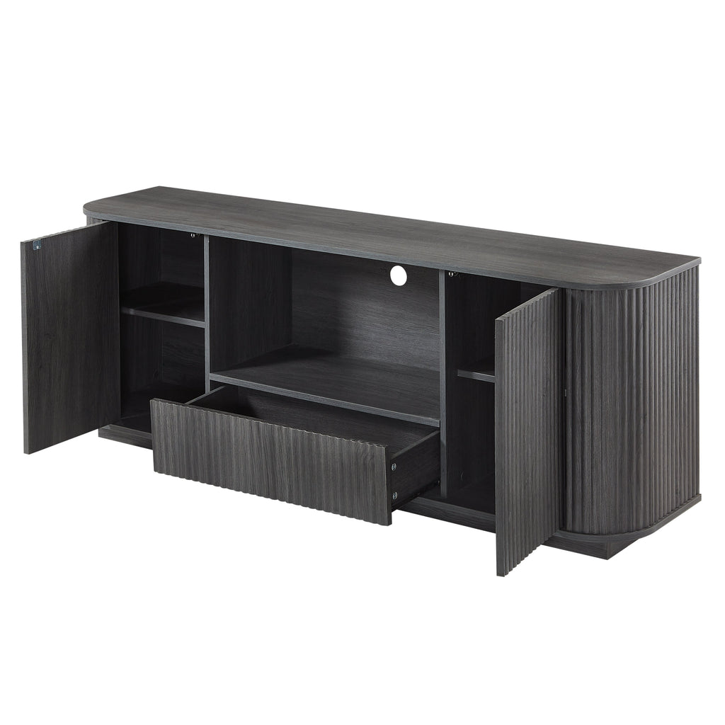 64-Inch Wavy Wooden Vertical Stripe TV Stand Cabinet