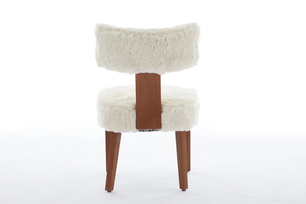 2Pcs  Modern Armless Dining Chairs With Curved Wingback and Solid Wooden Legs