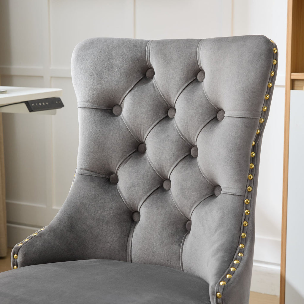 Modern Velvet Upholstered Tufted Button Home Office Chair