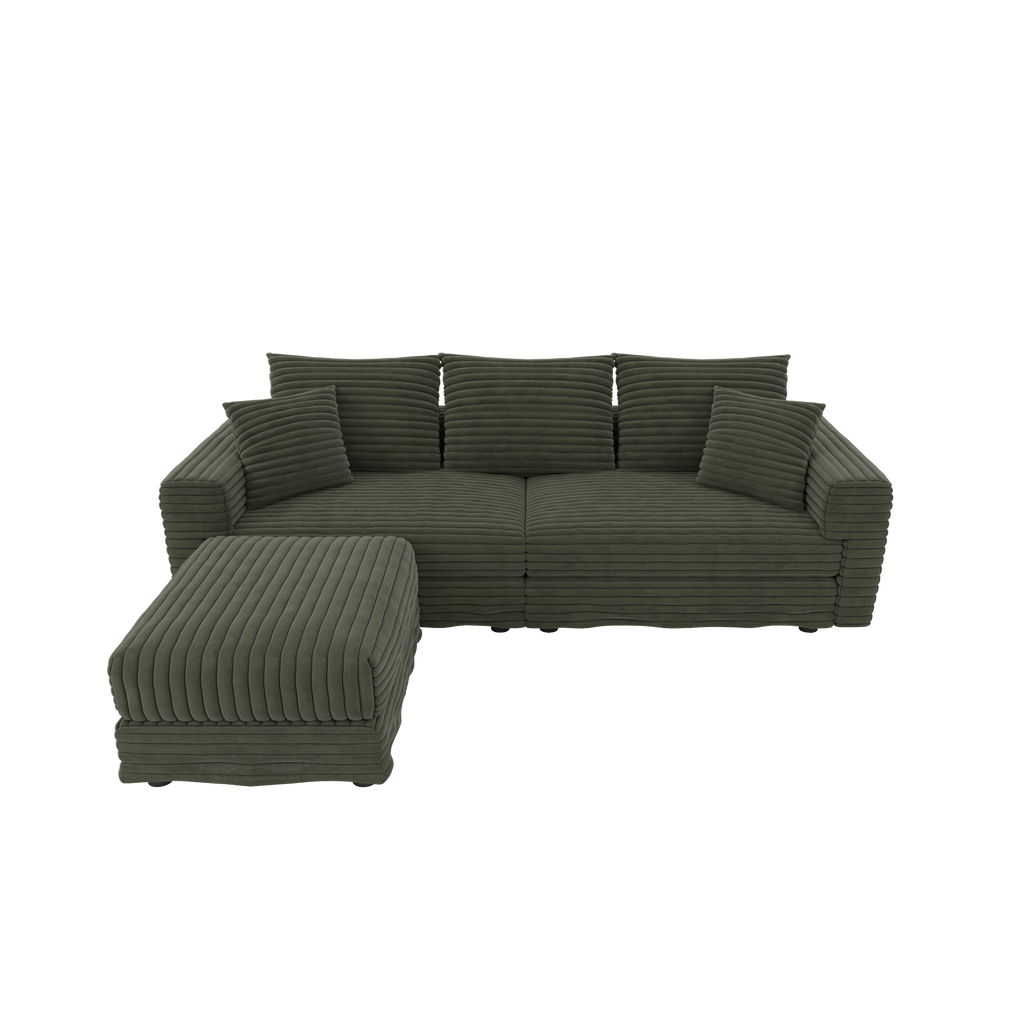 82.7' Modern Comfy Cloud Couch Sofa with Soft Pillows + Ottomans Option