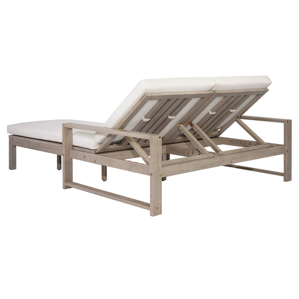 Double chaise lounge 5 position adjustable backs cushioned ideal for patio poolside relaxation