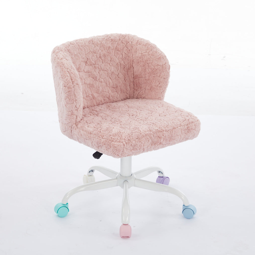 Artificial Rabbit Hair Adjustable Office Chair with Metal Base
