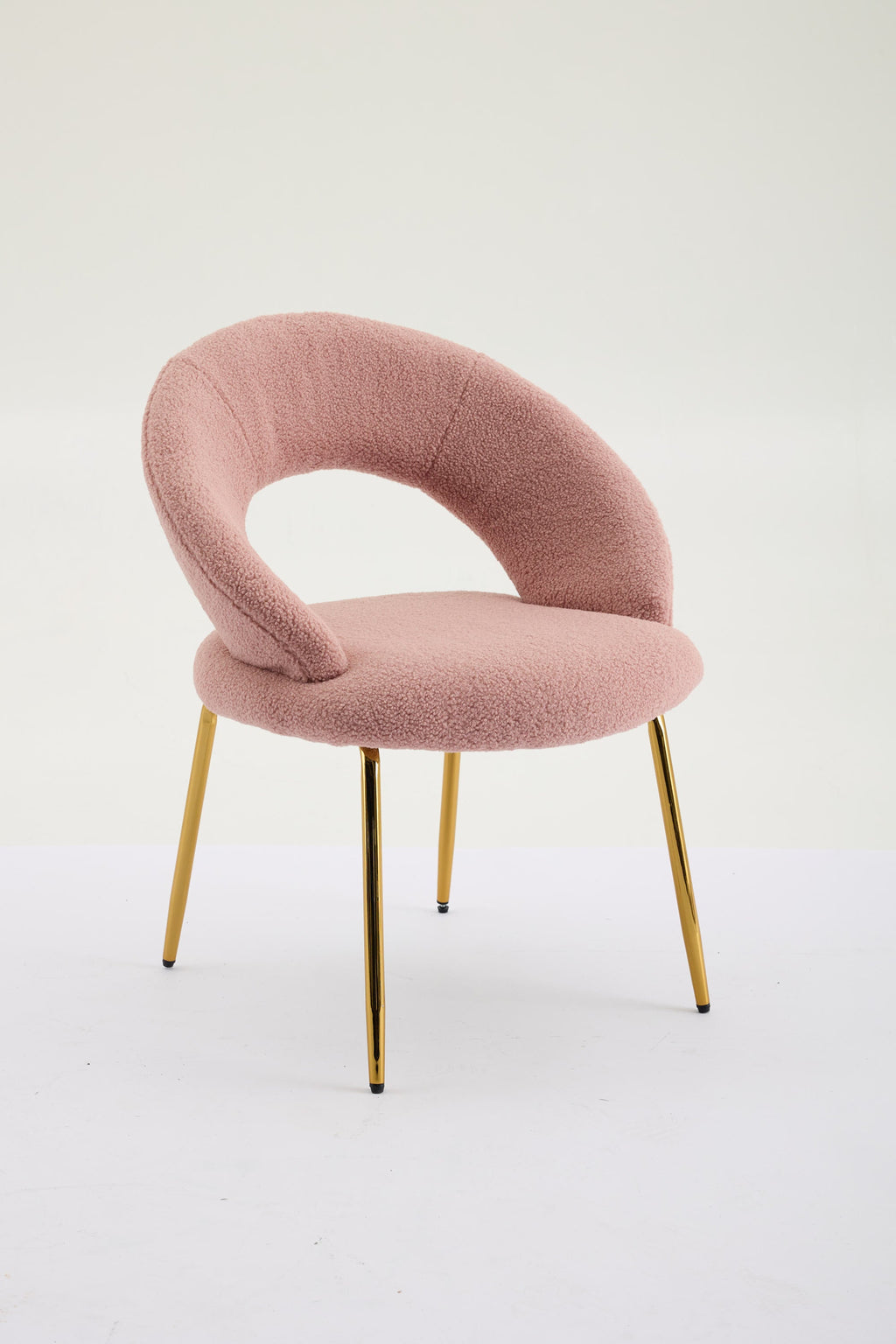 Velvet/Teddy Fabric Dining Chairs with Curved Backrest