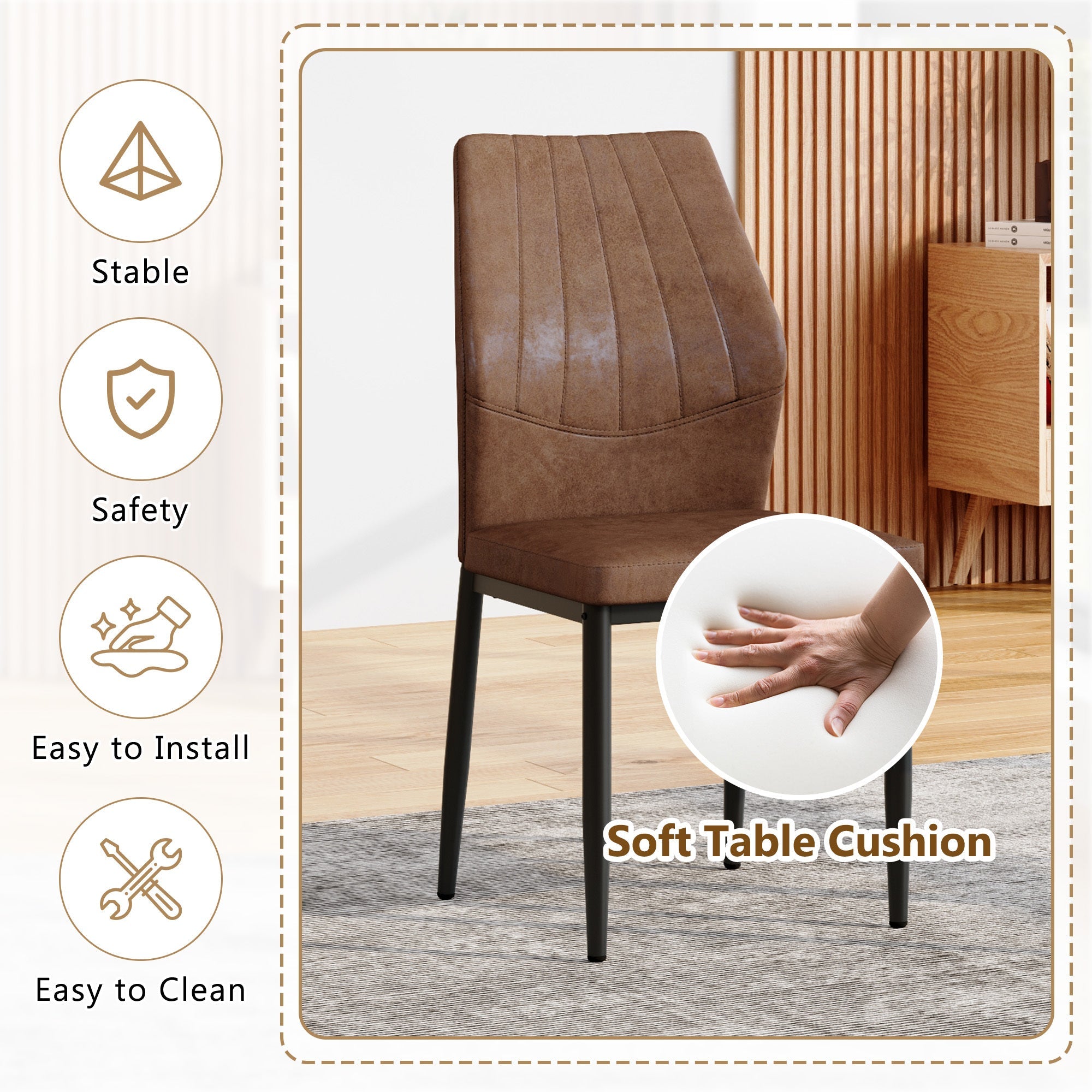 Brown Black Dining Chairs with Shell (Set of 4)
