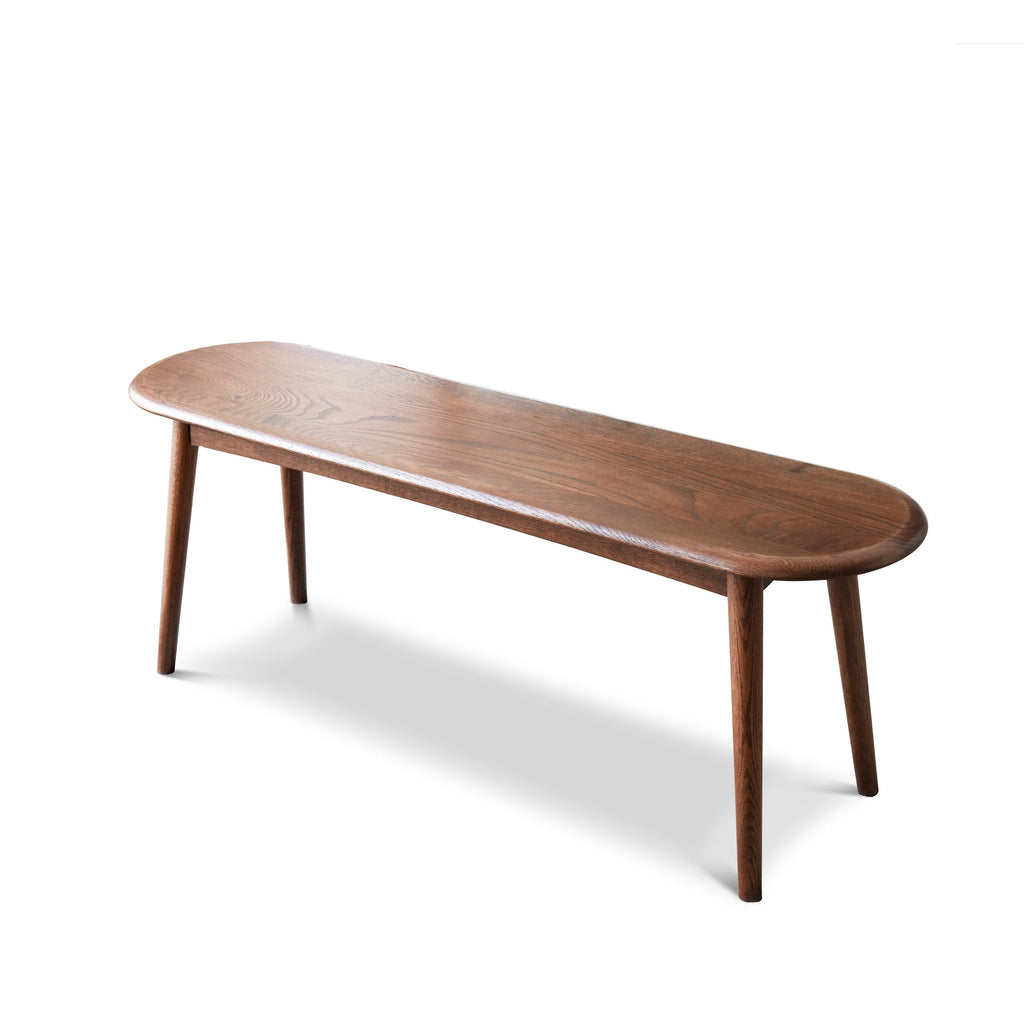 Natural Oak Wood Dining Bench Table Bench with Half-Round Design