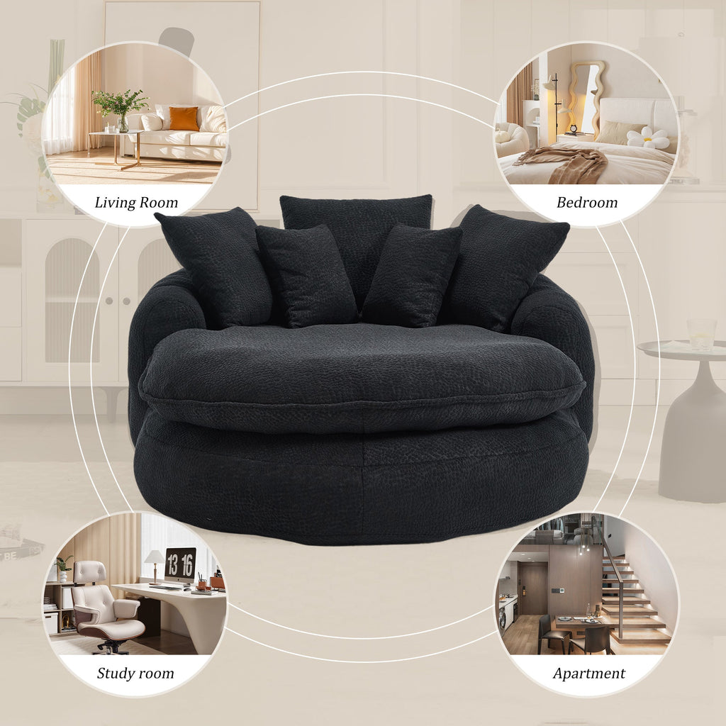 Oversized Oval Upholstered Bean Bag Sofa
