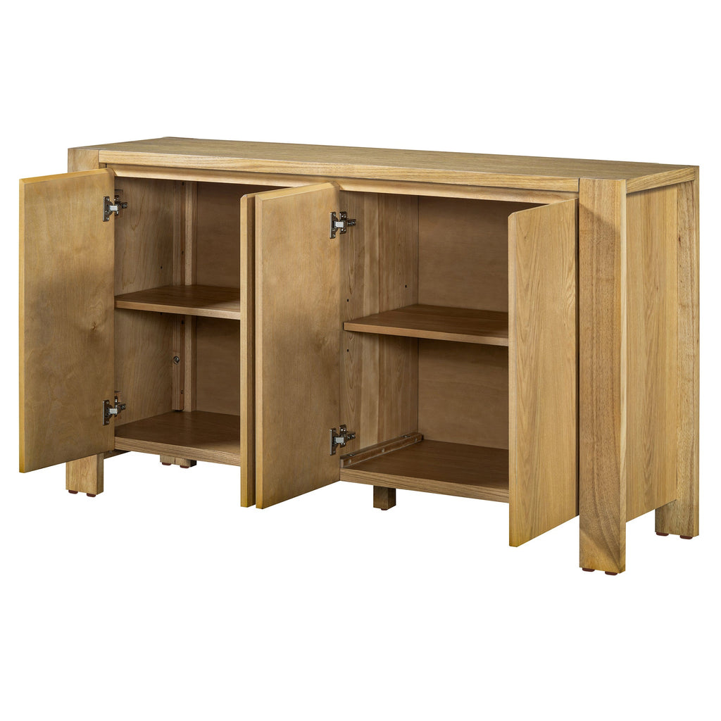 4-Door Retro Wood Buffet Cabinet with Storage